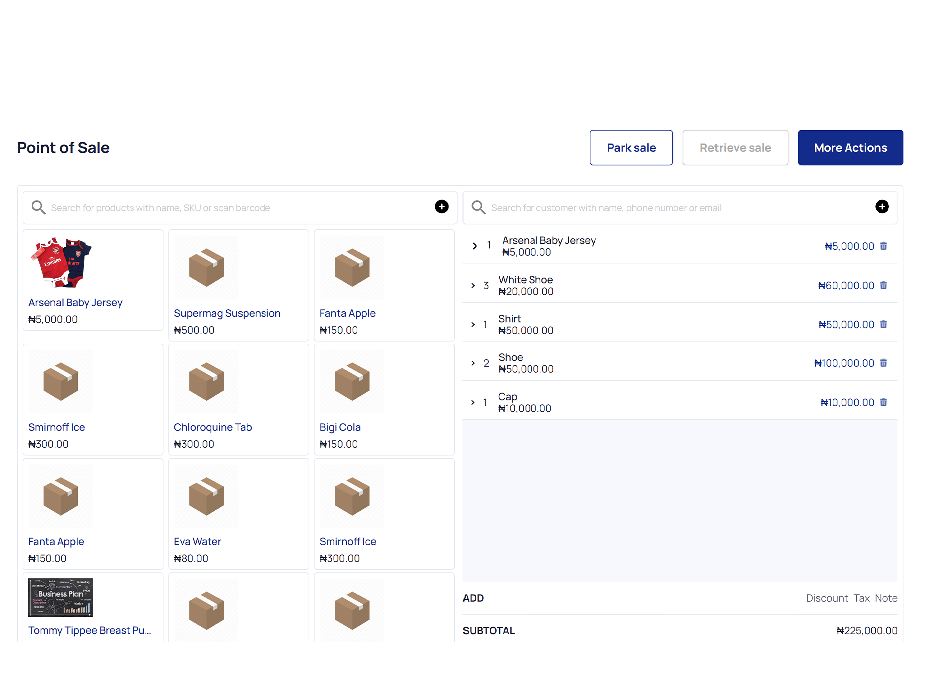Restaurant POS dashboard